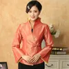 Women's Jackets High Fashion Orange Lady Satin Coat Chinese Classic Elegant Top Solid Clothing Jacket Size M L XL XXL XXXL PF013