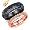 Cadeau d'anniversaire romantique en acier inoxydable CZ Couple King And Queen Rings