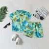 Clothing Sets Toddler Baby Boy Shorts Outfit Infant Kid Tie Dye Blue Red Boy'S Casual Suit Leave Floral Short Sleeve Shirt Top