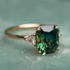 Band Rings Luxury Romantic Gold Color Natural Gemstone Emerald for Women Wedding Engagement Party Birthday Gift Jewelry