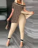 Frauen Zweiteilige Hosen Sommer Frauen Geometrische Drucken Split Saum Top Set 2023 Femme Kurzarm Casual Anzüge Dame Outfits y2k S-3XL