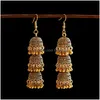 Dangle Lustre Rétro Bollywood Kundan Jhumka Jhu Threelayer Boucles D'oreilles Pour Les Femmes Boho Ethnique Gypsy Mode Porter Jewe Dhbq0