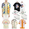 Casablanc Designer T Set Masao San Print Mens Casual y corto para mujer Camisa de seda suelta Hombres camiseta Camisetas de alta calidad