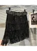 Skirts HIGH STREET Est 2023 Designer Runway Fashion Women's Rhinestone Fringe Design Cake Skirt