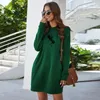 Women's Hoodies Hairdresser Cotton Women Autumn Winter O Neck Long Sleeve Sweatshirt Fashion Pocket Ladies Mini Dress