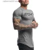 Męskie koszulki Summer New Men T-shirt Modna fitness T-koszulka Mężczyzna Męskie Siłowce Lisurowe Krótkie rękawy Slim Fit TEE TOPS Odzież T230601