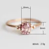 Band Rings Romantic Pink Cubic Zircon Princess With Rose Gold Color Engagement Tiny Delicate