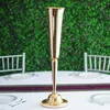 Gold Trumpet Vase Metal Wedding Road Lead Table Flower Stand Candlestick White Centerpiece Event Party Wedding Decoration Supplies Imake930