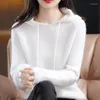 Women's Sweaters S-XXLCasual Premium Cashmere Wool Sweater Solid Color Knit Pullover Ladies Long Sleeve Hooded Autumn And Winter