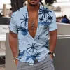 Herrskjorta sommar hawaiian skjorta grafisk skjorta aloha skjorta kokosnöt träd vriddown tryck utomhus gata kort ärm knapp-down tryckkläder kläder mode mode