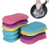 Ångrengörare moppar tillbehör 5st dubbelsidig skrubba svampar för rätter Nonscratch Microfiber Sponge Non Stick Pot Cleaning Kitchen Tools 230531