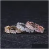 Band Rings Valentines Day Rainbow CZ Classic Engagement Stack for Women Irregar Zircon Jewelry Drop Delivery Ring DHBXO