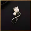 Tulpan Flower Elegant Temperatur Rhinestones Brosches Women's Set Pins Fashion Clothing Wedding Jewets Gifts G230529