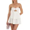 Casual Jurken Y2k Strapless Tube Mini-jurk Vrouwen Twist Front Cutout Off Shoulder Mouwloos Backless A Line Fairy Grunge