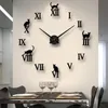 Horloges murales grande horloge Quartz aiguille 3D bricolage décoratif cuisine acrylique miroir autocollants surdimensionné décor à la maison 230531