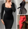 فساتين عادية عادية ملابس داخلية صالة Uneck Waist Sexy Package Hip Slimming Dress 230531
