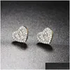 Stud Hommes Femmes Mode Jaune Blanc Or Plaqué Bling Cz Coeur Goujons Boucles D'oreilles Bijoux Beau Cadeau Pour Les Amis Drop Delivery Dhiex