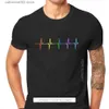 Herren T-Shirts Rainbow Pulse Hearbeat Style TShirt LGBT Pride Month Lesben Schwule Bisexuelle Transgender Geschenk Kleidung Basic T-Shirt ff T230601