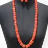 Halsband örhängen set dudo butik 14-15mm ett lager afrikanska original korallpärlor brud fina smycken för nigerianska brudkvinnor