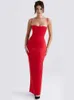 Feestjurken Mingming Creek Elegante spaghetti schouderband Prom Red Satin Body Celebrity Evening Backless Formele gelegenheidsjurk P230531