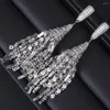 Dangle Earrings Luxury Water Drops Trendy Cubic Zircon Wedding Engagement Party Dubai Long Tassels For Women Jewel E4811