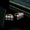 Dangle Earrings Retro Style Pearl Women's18Kゴールドメッキバランスビーム3ビーズのデイパーソナリティシンプル