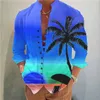 Designer herenhemd Zomer Hawaiiaans overhemd Kokospalm Grafische prints Opstaande kraag Outdoor Street Lange mouw Print Kleding Mode Casual Comfortabel