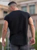 Heren T-shirts 2023 Nieuwe mannen katoenen tanktop shirt gym fitness kleding Effen gunstige wolken afdrukken vest bodybuilding Mouwloos T-shirt T230601