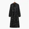 Casual Dresses Floral Dress Women Long-sleeved Spring Summer 2023 French Retro Black Vestidos De Mujer Baratos Chiffon