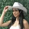 Cappelli a tesa larga bianchi per le donne sposa cristallo cappello da cowgirl cowboy bomboniera per adulti
