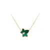 Pendant Necklaces VOQ Silver Color New Spring Ivy Maple Leaf Pendant Necklace Ladies Malachite White Fritillary Clavicle Chain Elegant Jewelry J230601