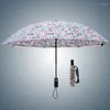 Parapluies 115 cm Entièrement Automatique Grand Parapluie Pluie Femmes 3 Pliant Résistant Au Vent Hommes Voyage Sécurité Fluorescence