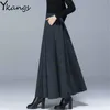 Abiti più taglia con gonne a quadri di lana ad alta vita 2020 inverno Warm Women's Wool Maxi Gonne Office Ladies Fashion Casual Streetwear Long Long Long