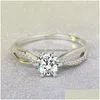 Полосы кольца 925 стерлинговое спер -круглое обручальное кольцо цветочного кольца размер 510 капельными украшениями dhe8h
