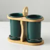 Storage Bottles Korean-style Ceramic Chopsticks Basket Drainage Household Kitchen Tableware Fork Spoon Box Items