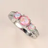Pierścienie zespołu urocze fioletowe pierścionek urok srebrny kolor cienki ślub dla kobiet narzeczona okrągłe zaręczyny