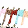 Nyckelringar Boho handgjorda vävda nyckelringar med blad charm hänge för kvinnor väska bil hängande ringkedja hållare keyring smycken gåvor dr dhxpo