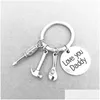 Other Festive Party Supplies Metal Small Tools Key Chain Letter Print Car Keychain Personalize Gadget Keyring Ring Birthday Father Dh19P