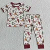 Ensembles de vêtements en gros bébé garçon tenue enfant manches courtes poche canard marron chemise t-shirt ensemble enfant en bas âge enfants pantalon printemps automne