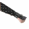 Bangle Hzman Black Leather Martial Arts Underarm Guards/Gauntlet Arm Armor With Metal Skull Spikes