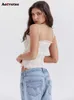 White Camis Top for Women Hollow Out Lace Up Sleeveless Backless Slim Crop Top Summer 2023 New Fashion Tank Top