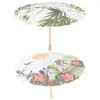 Guarda-chuvas 2 pçs decoração de mesa de jantar faça você mesmo papel casamento à prova de chuva guarda-sol adereços orientais mão pano de seda noiva óleo de bambu