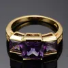 Band Rings Elegant Female Purple Crystal Ring Big Charm Gold Color Thin Wedding For Women Luxury Square Zircon Engagement