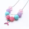Beaded Necklaces Cute Kids Girl Chunky Beads Necklace With Mermaid Tail Pendants Fashion Long Chain Jewelry Drop Delivery Dhvmz