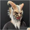 Party Masks Scary Mask Demon Devil Lucifer Horn Latex Halloween Movie Cosplay Decoration Festival Supply Props Adts Horrible 200929 DH7OY