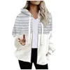 Damenjacken Frauen Warm Plüsch Herbst Winter Kunstpelz Patchwork Oversize Reißverschluss Outwear Damen Elegant Lose Fleece Kapuzenmantel Jacke