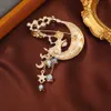 Pins Brooches SHMIK Vintage Little Figure Moon Crystal Enamel Emblem Pin Baroque Palace Women's Party Banquet Dress Accessories Chest Gift G230529