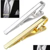 Tie Clips Mix Color Men Clip Pins Bars Golden Slim Glassy Necktie Business Suits Accessories Gold Sier Bronze Ti02 Drop Delivery Jew Dhzov