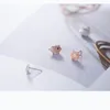 Boucles d'oreilles à tige MloveAcc véritable 925 en argent Sterling minuscule couleur or Rose cochon Animal clair CZ pour les femmes bijoux cadeau