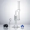 CSYC GB007 Zestaw do palenia Szklany Bong Podwójny recykling olejowy RIN wosk szklany rura wodna Bongs z 14 mm ti-tips lub kwarcową banger bubbler baza stojak